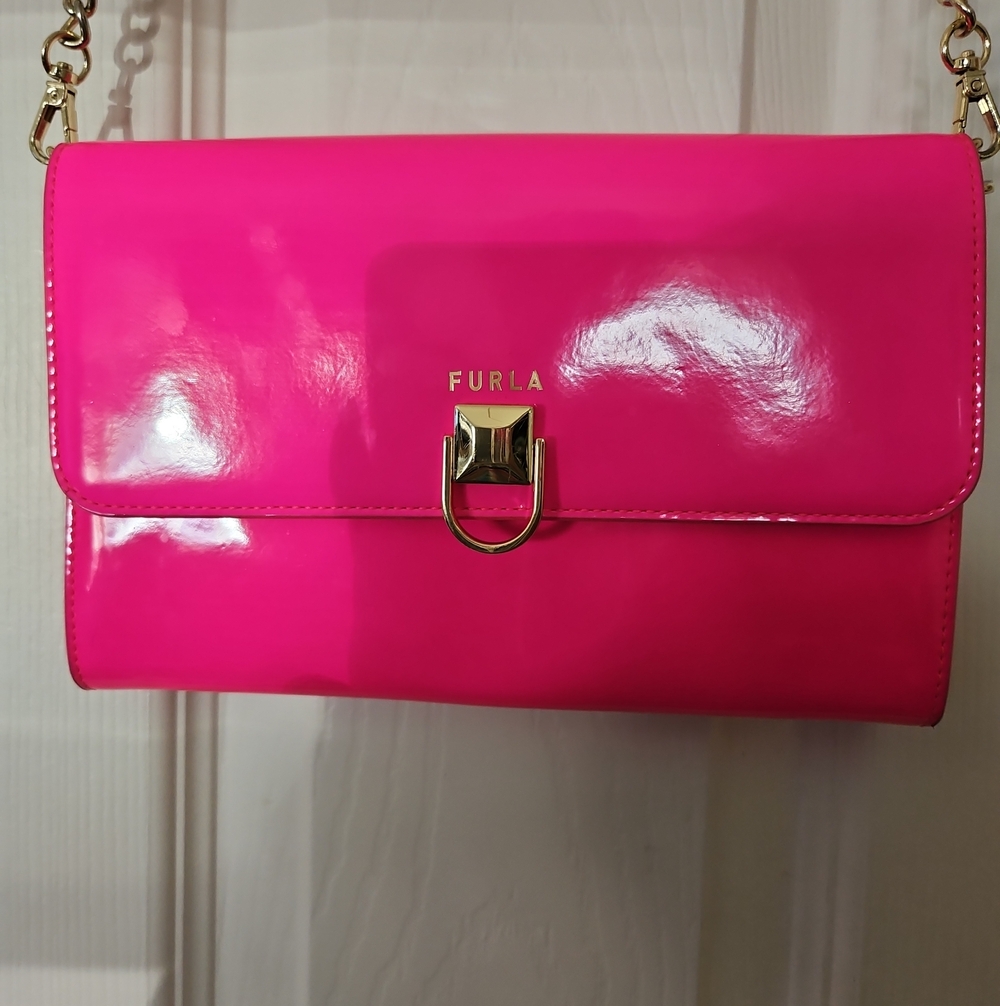 Furla Patent Crossbody Bag in Pink (NEON)
